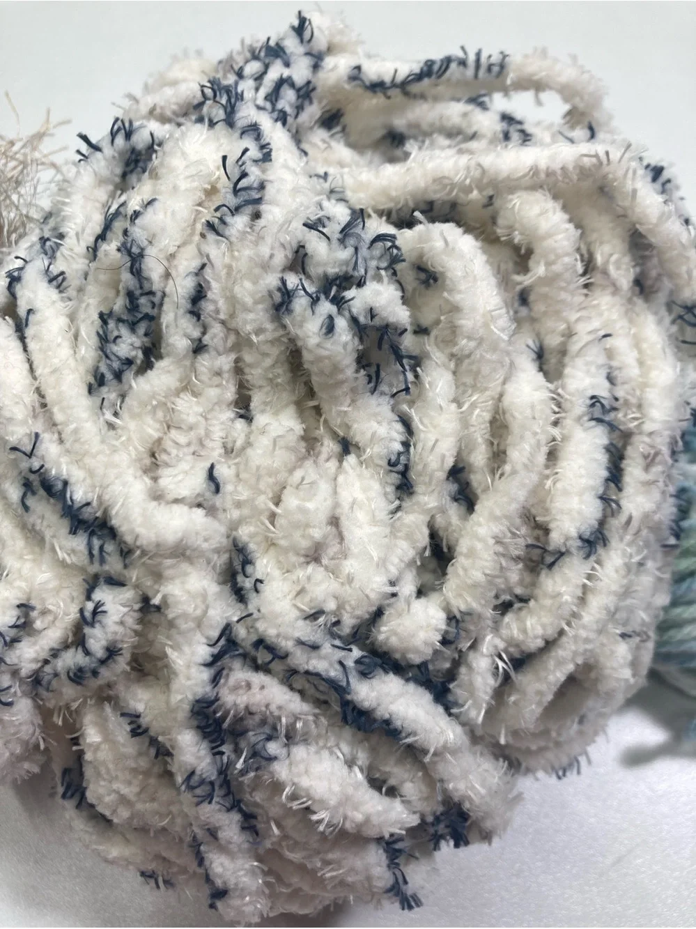 88g Fun Yarn Bundle: Plush Cream & Navy Chenille, Fun Fur, Variegated